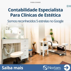 Anuncio de contabilidade especialista em clínica de estética. A imagem contem uma clínica.